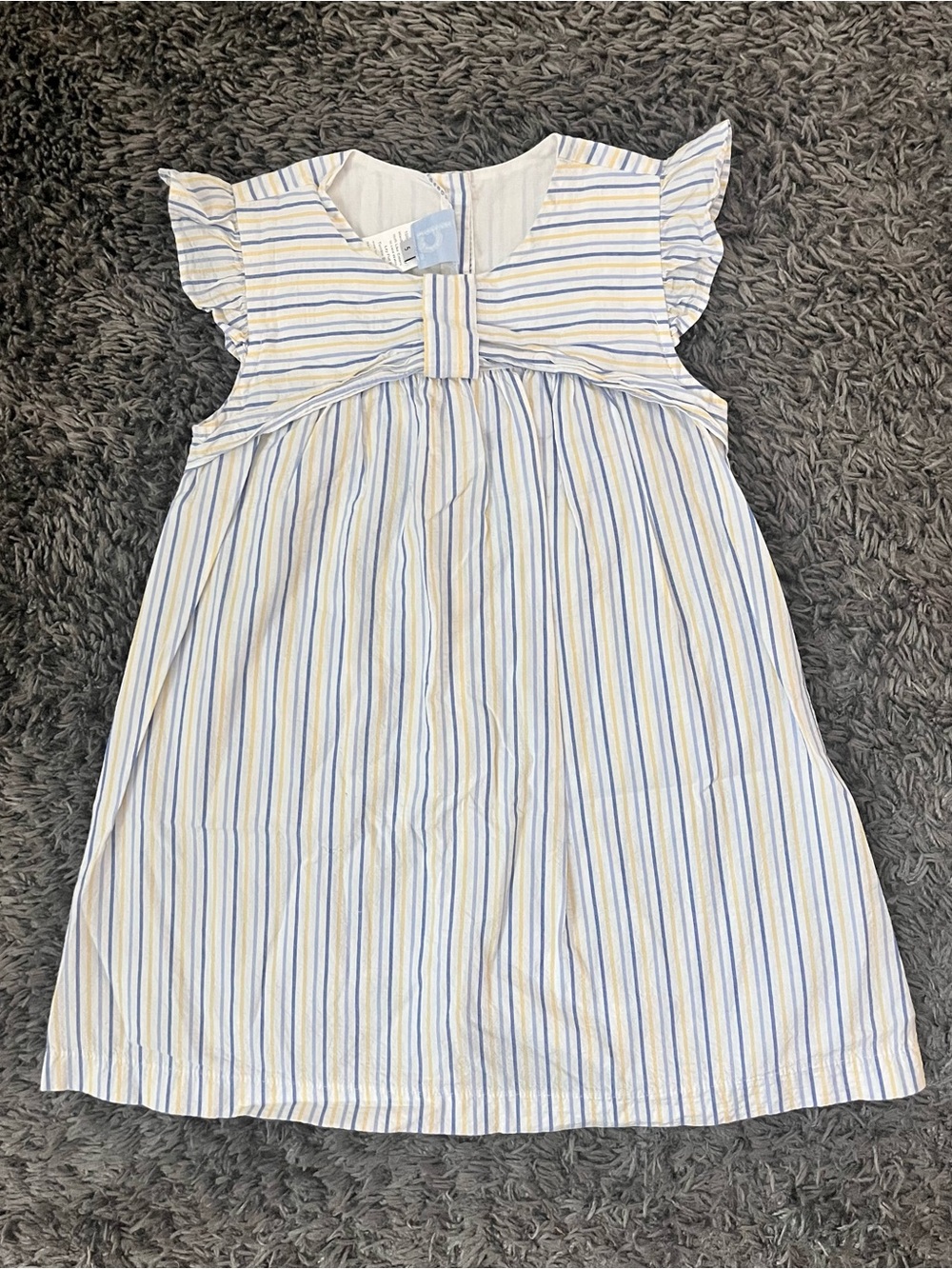 Bella Bliss Girls Striped Bow Cotton flutter sleeve dress 5